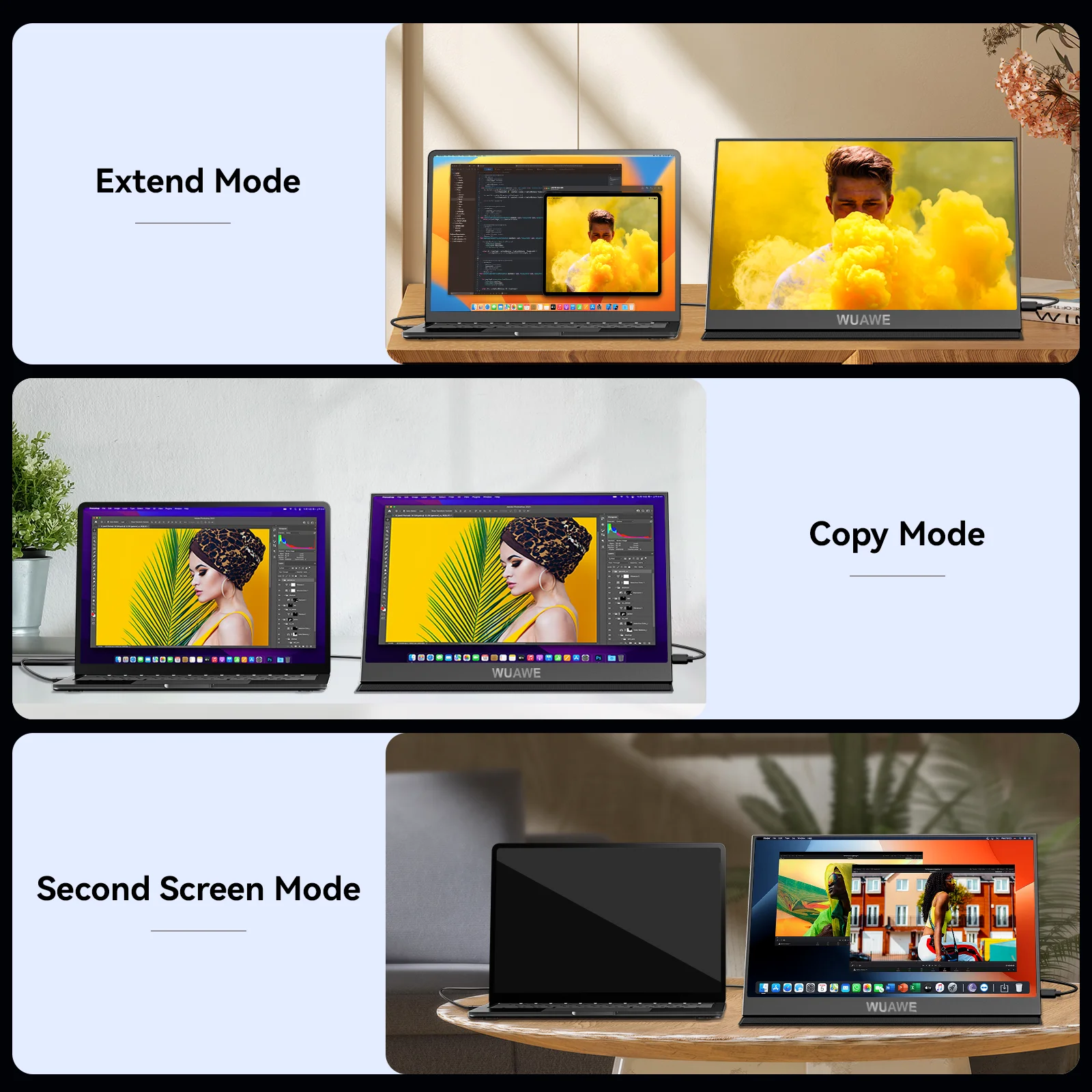 Imagem -02 - Wuawe-monitor Portátil para Laptop Monitor Externo de Computador segundo Computador 15.6 Polegada 1080p 72 Ntsc Usbc Hdmi Viagem