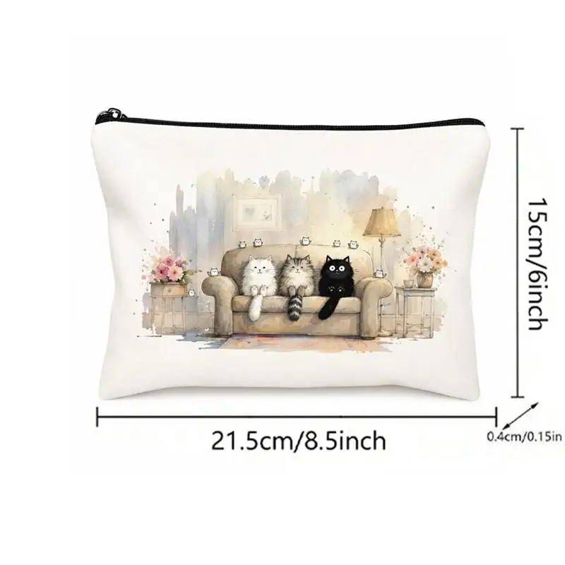 Niedliche Kosmetiktasche mit Cartoon-Print, große Kapazität, Schreibwaren-Etui aus Canvas für Studenten, Reise-Kosmetik- und Toilettenartikel-Organizer-Taschen – Detail 8