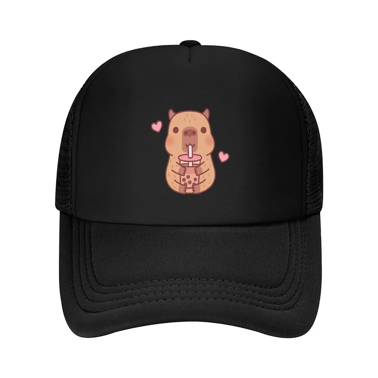 New Cute Little Capybara Loves Bubble Tea Baseball Cap Beach Christmas Hat Sun Hat For Children winter hats for men Mens Women's