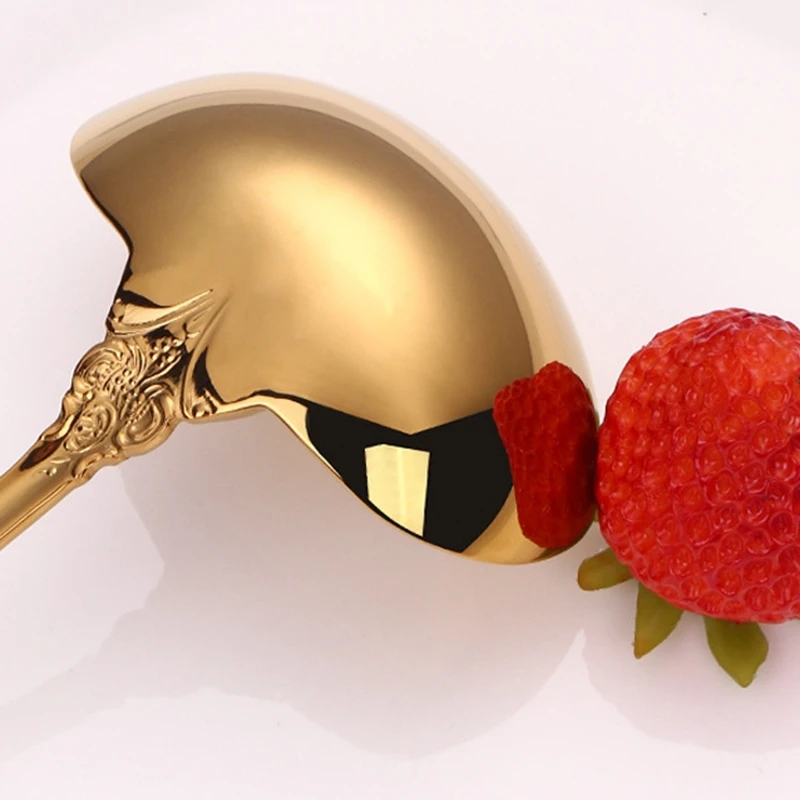 ABZF 2026 304 Stainless Steel Soup Ladle Cooking Tool Kitchen Accessories Gold Scoop Tablewares Gold Plated Soup Serving Spoon