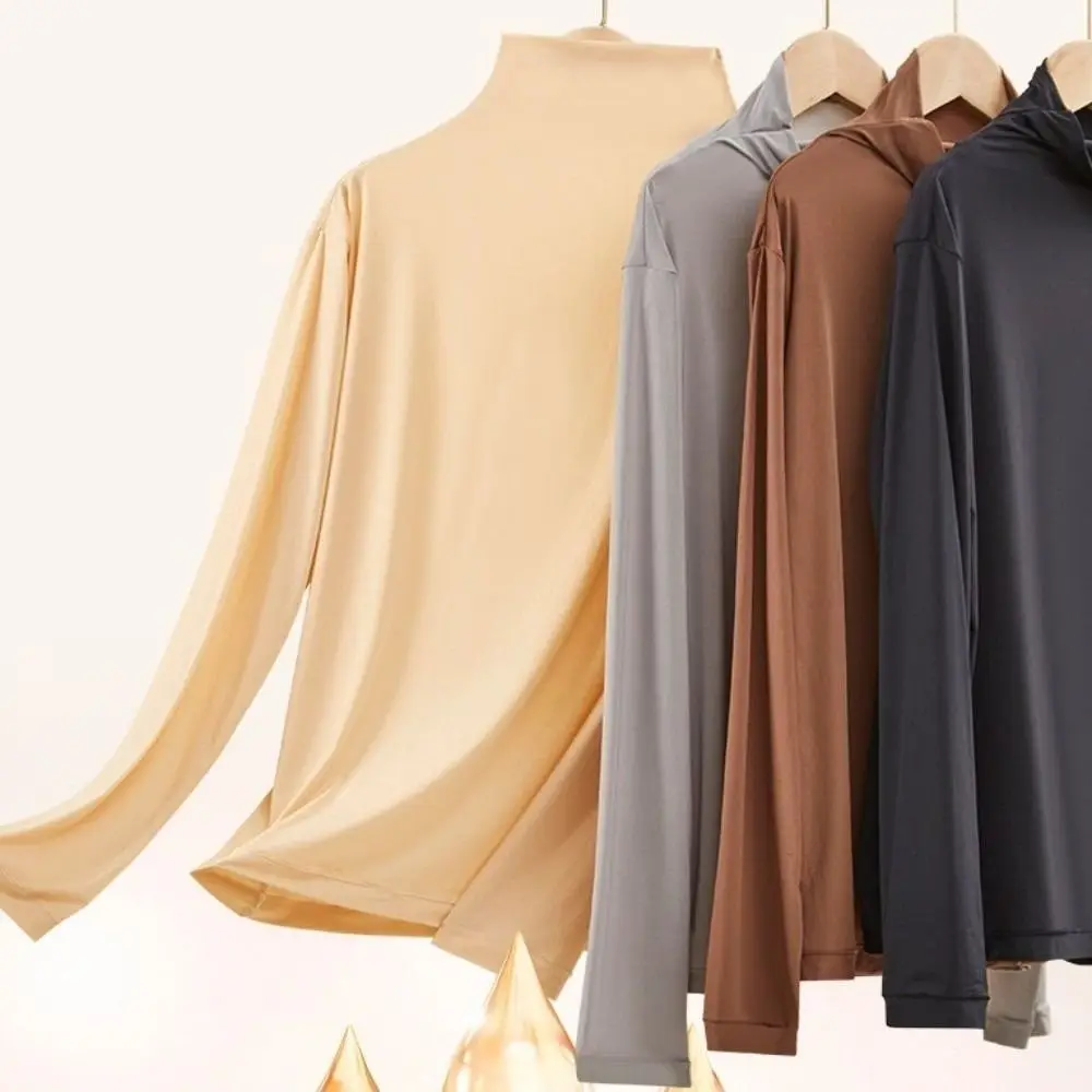 Tops and Pants Women Thermal Clothes Ultra-thin Invisible Feel Heating Thermal Underwear High Neck Lingerie Warmth Long Pants