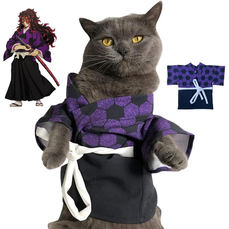 

Kokushibo Cat CosPlay Costume Halloween Party Pet Transformation Clothes Funny Dog Wear Clothing Cute Cartoon Cat Coat Good Gift