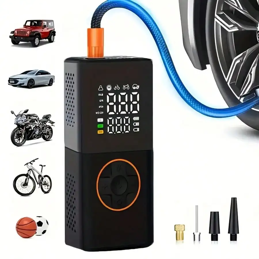 Cordless Mini Tire Inflator – Portable Electric Air Compressor With Digital Gauge & LED Light For Cars, Bikes, Motorcycles, And Balls, Fathers Day Gift