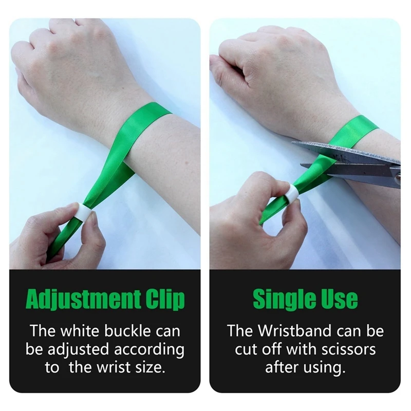 100 قطعة من أربطة المعصم الملونة للأحداث، لحزام المعصم خفيف الوزن للحفلات الموسيقية (أخضر)