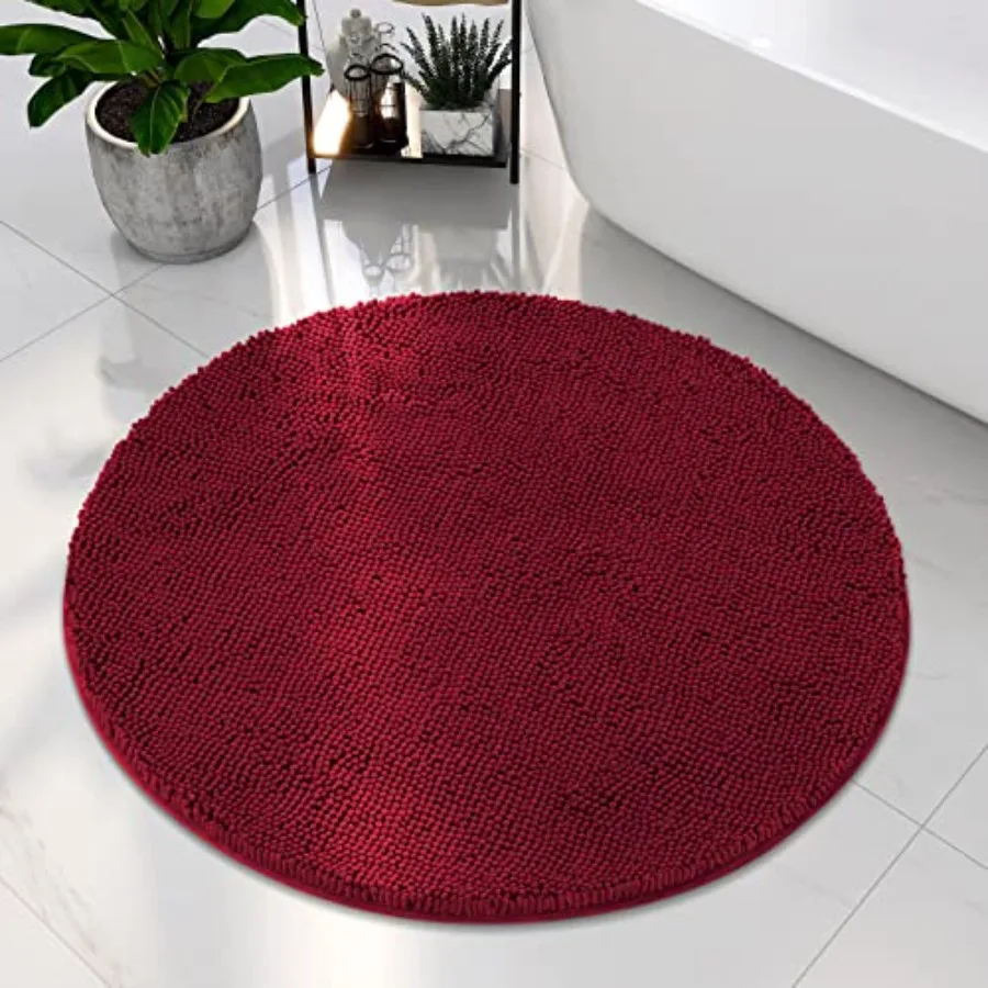 

Round Bathroom Rug Luxury Chenille Shaggy Extra Soft and Absorbent Non Slip Machine Washable Bath Mat 3 Ft