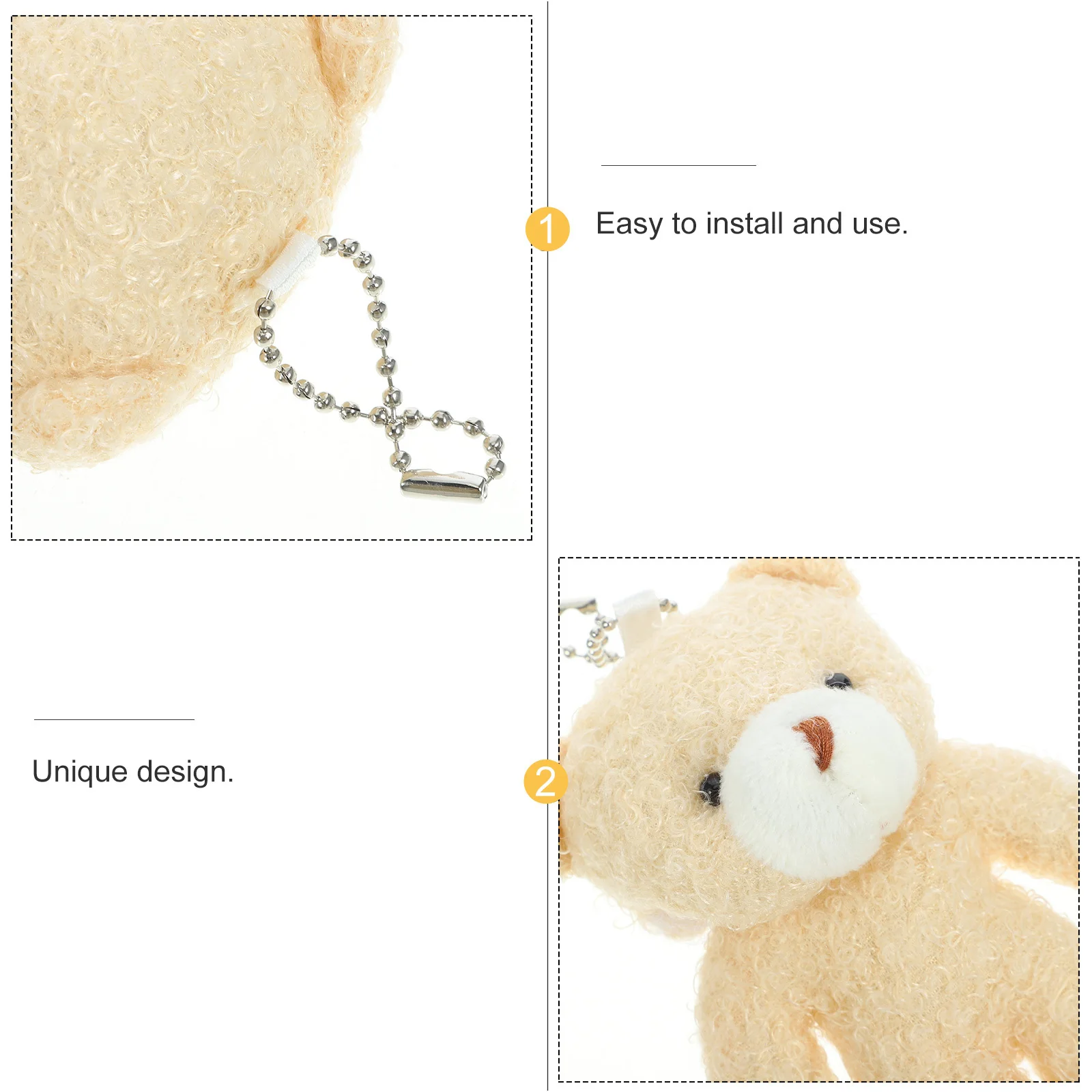 

12Pcs Tiny Bear Keychain Hanging Charm Soft Animal Purse Bag Pendant DIY Decor Portable Lightweight Compact Stuffed Tiny Bear