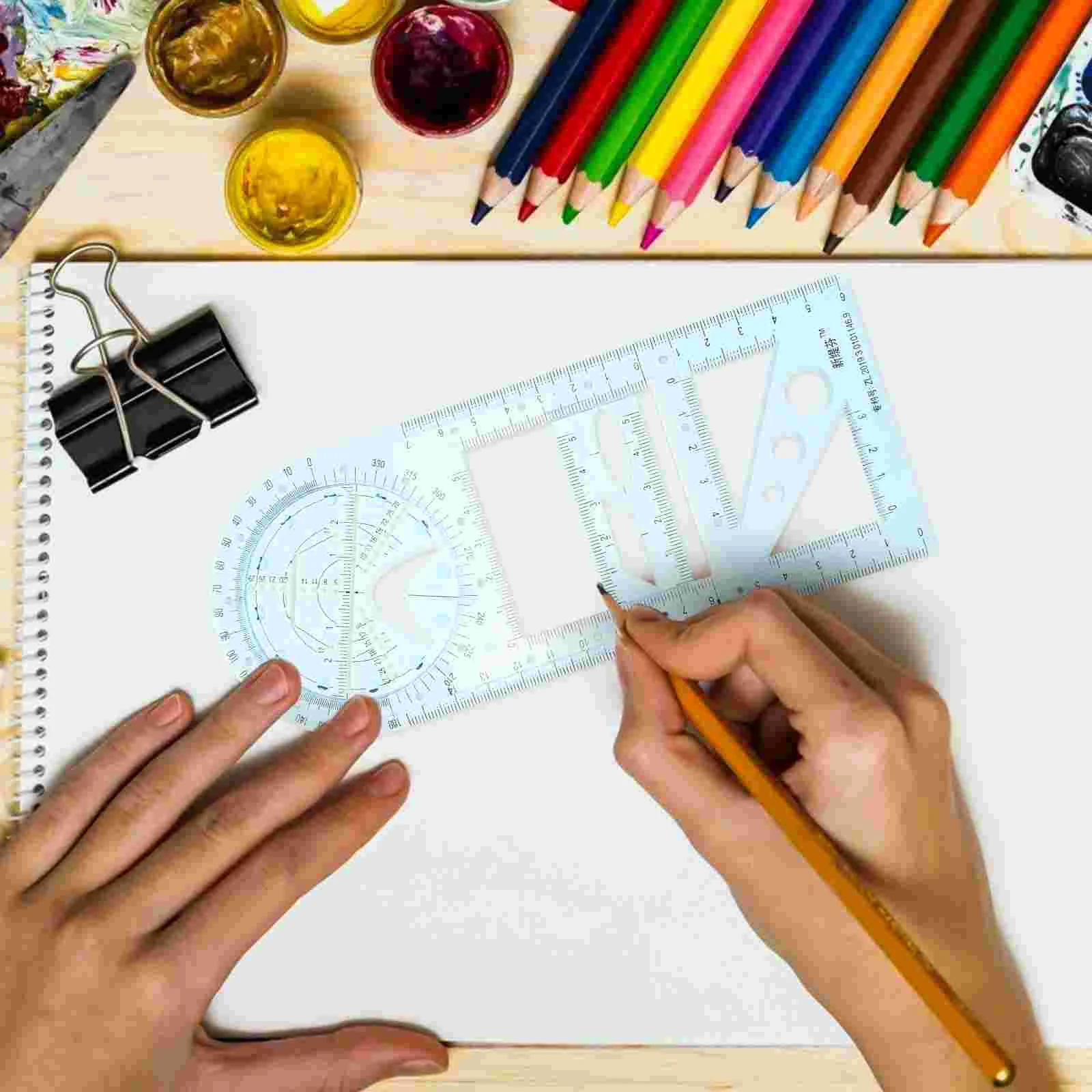 Ruler Drawing Tool Geometric Multifunctional Templates Plastic Student Mathematics Learning