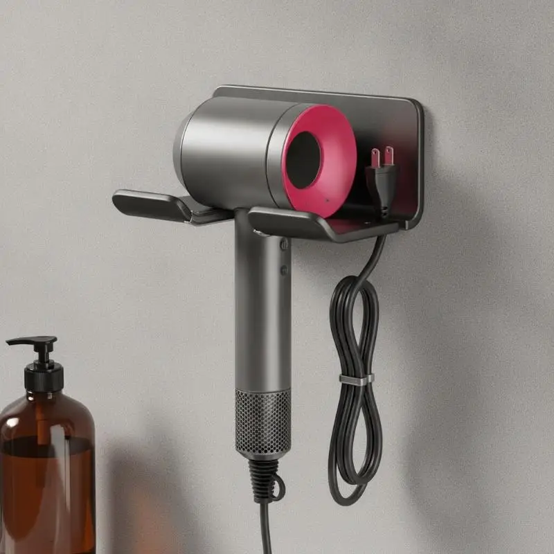 Suporte para Secador de Cabelo, Sem Perfuração, Prático e Adesivo, para Uso em Casa, Banheiro, Viagens e Hotéis