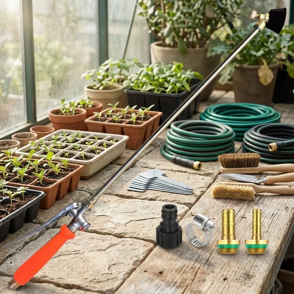 Metal Construction Sprayer Wand with 1/4 and 3/8 Brass Barb Adapters for Consistent Performance for across Applications