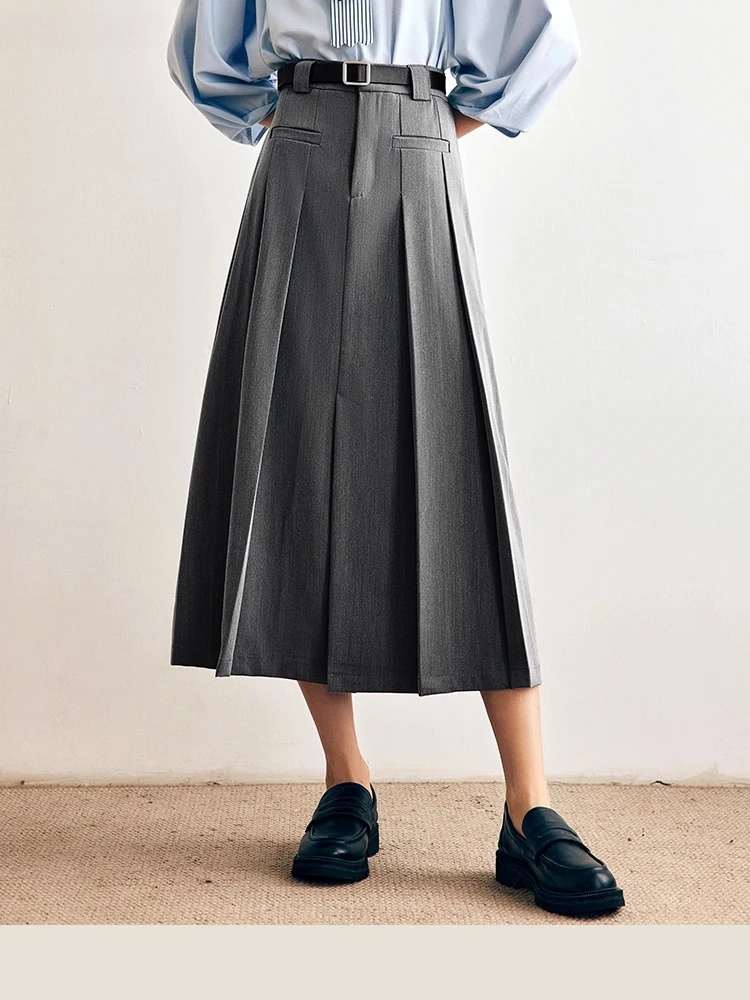 OLrain faldas francesas para mujer, Falda plisada lisa de otoño 2025, falda de cintura alta, ropa femenina elegante de corte a a a la moda O57QB66908