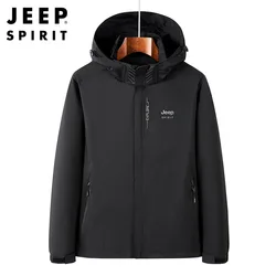 JEEP SPIRIT men jacket loose sports casual spring and autumn hooded outdoor fashion top waterproof high quality clothes