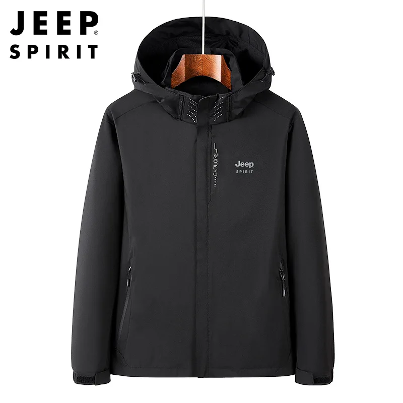 JEEP SPIRIT men jacket loose sports casual spring and autumn hooded outdoor fashion top waterproof high quality clothes