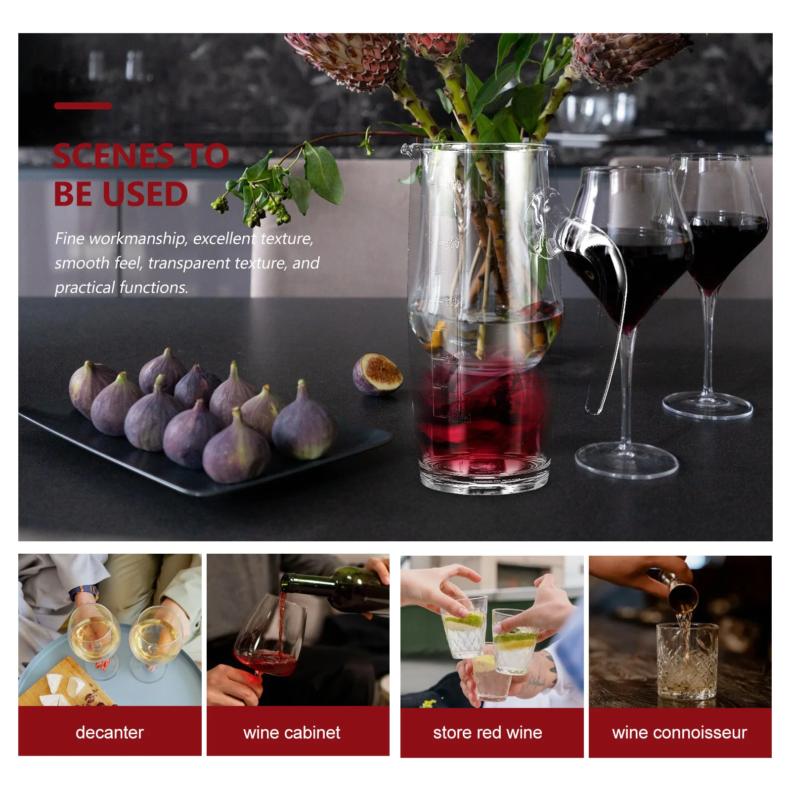 

Elegant Transparent Wine Decanter Safe Pc Material Smooth Texture Red Wine Supplies Simple Design Exquisite Craftsmanship