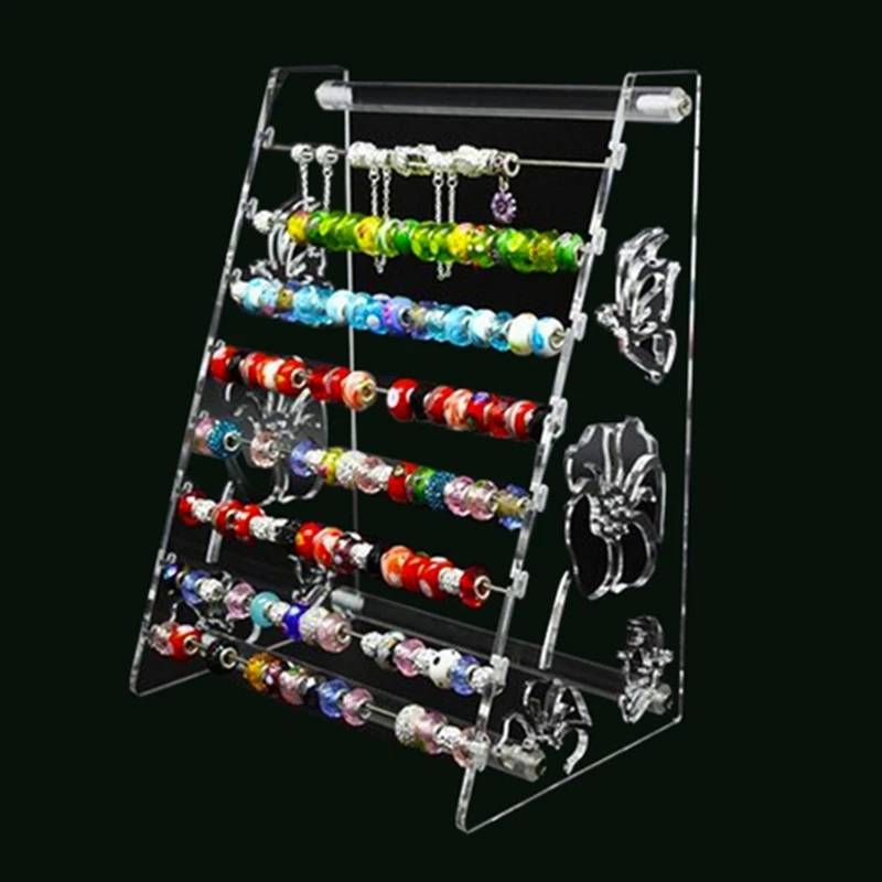 Portable Acrylic Bead Display Stand Clear Jewelry Organizers Adjustable Shelves HXBA