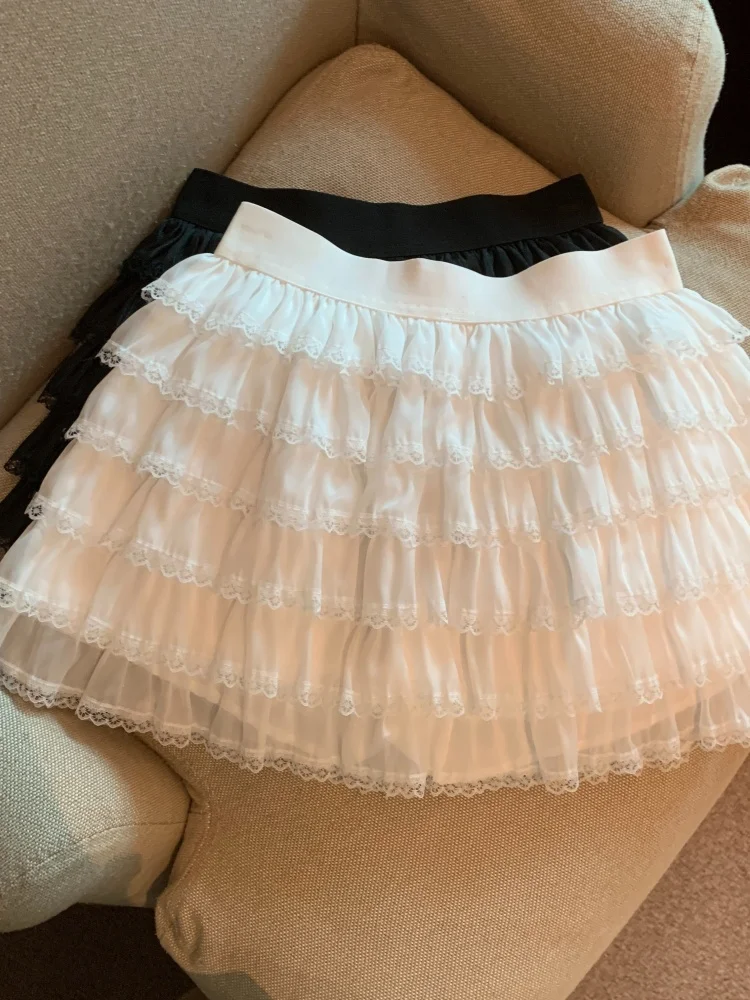 

Sweet Spicy Girl Puffy Cake Skirt Women's Unique Lace Me f Skirt Anti-Light High Waist ort Skirt Sli Autumn Wear