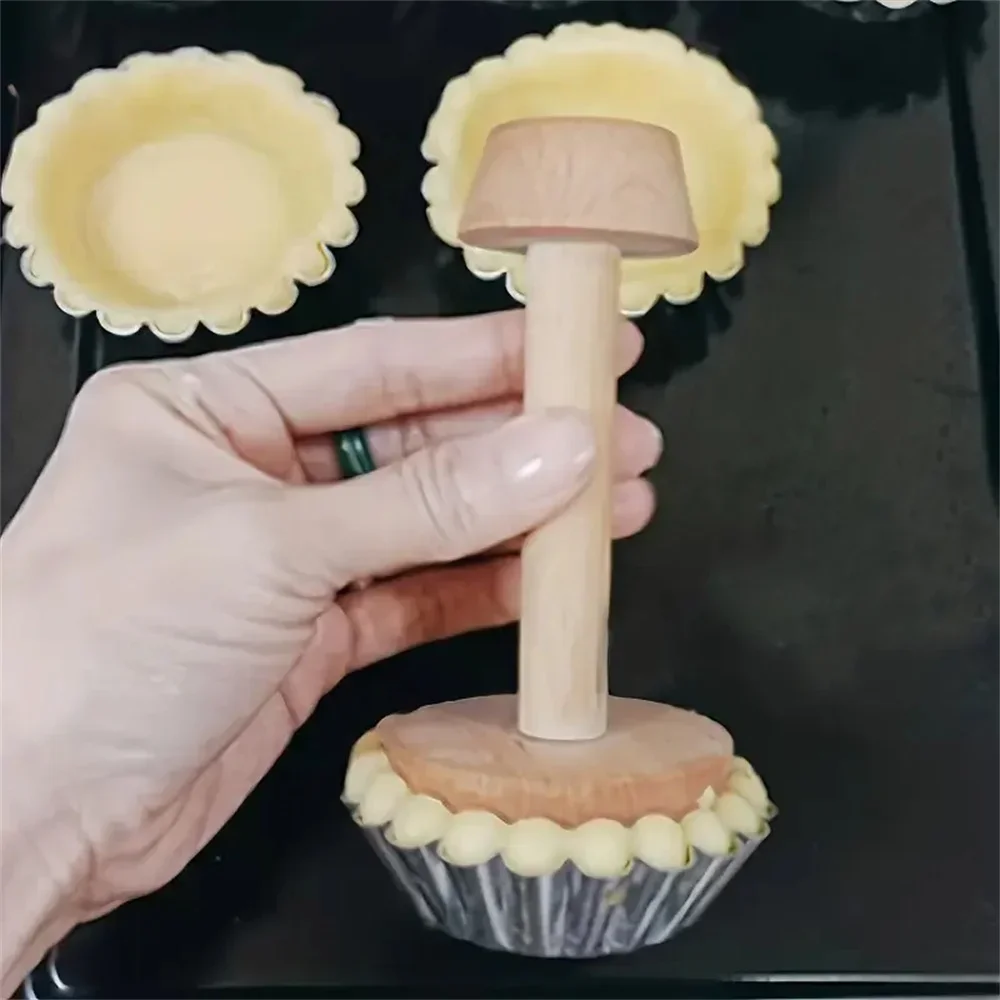 Stampo per crostata di uova in legno premium Doppio lato crostata Tamper Pasticceria a forma di spingitore per la cottura di tartarughe eggtart Torta Gadget da cucina Strumenti