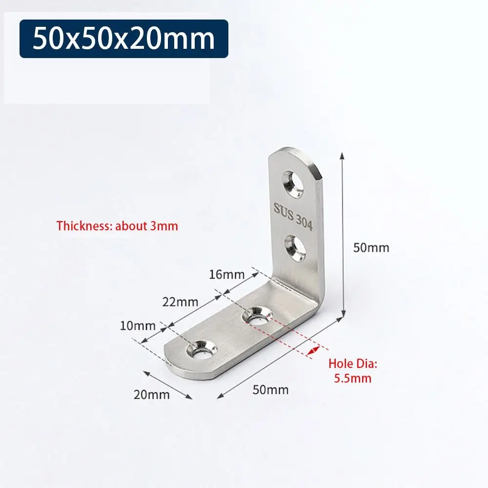 1Pcs Cabinet Screens Wall Angle Bracket Furniture Fastener SUS304 Stainless Steel Corner Brace Joint L Shape