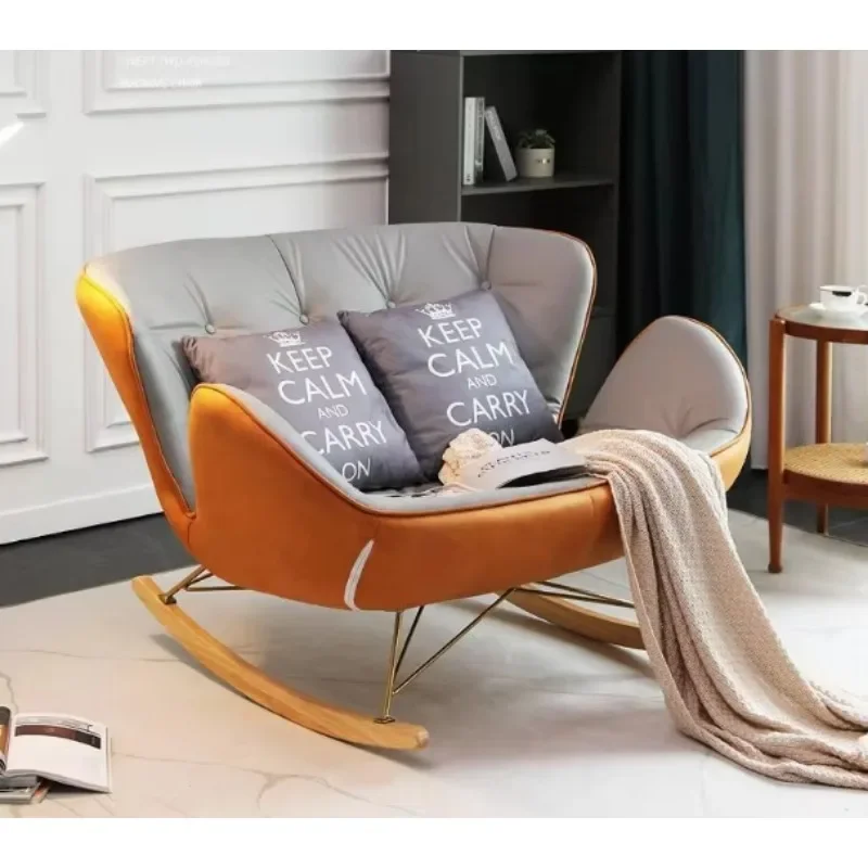 Hot Selling Lamb Wool With Solid Wood Frame Metal Legs Bedroom Accent Chair Rocking Chair