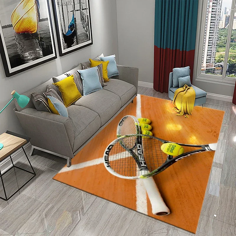 Tappeti da tennis sportivi divertenti 3D per camera da letto Soggiorno Bagno Morbido e confortevole Tappetino assorbente antiscivolo I bambini giocano al comodino # 0