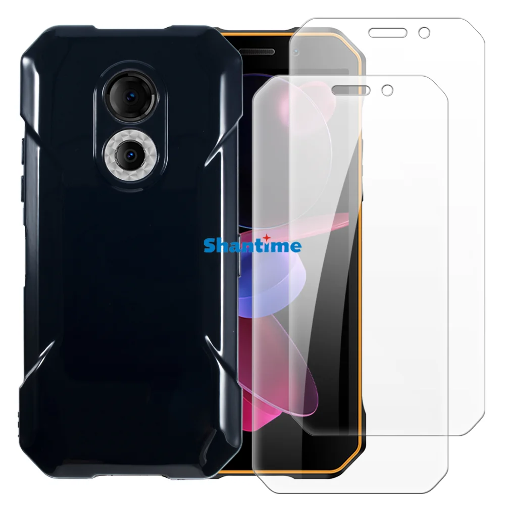 Soft Case + 2 Pack Tempered Glass Screen Protectors for Doogee S51 Full-Body Protection