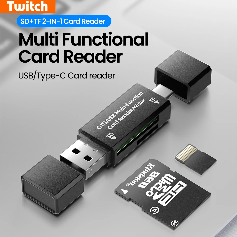 Multi Functional Card Reader USB 2.0 Type C To SD TF 2 in 1 Card Reader Fast Data Transfer Adapter For iphone 15 16 Card Reading