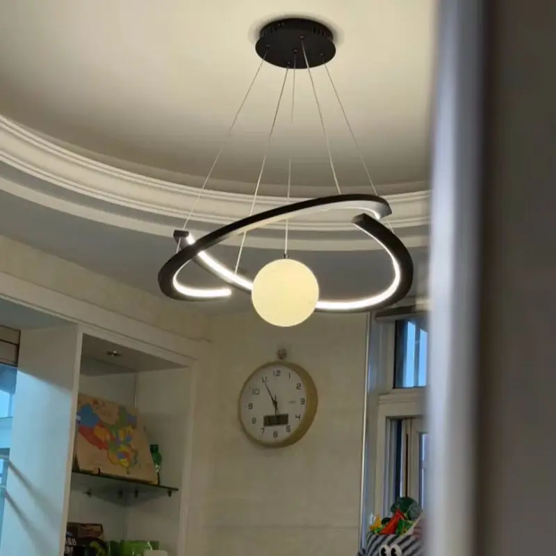 Moon Bedroom Branch Pendant Lights Living Room Dining Room, Bubble Planet Main Lighting Minimalist Magic Bean Pendant Light