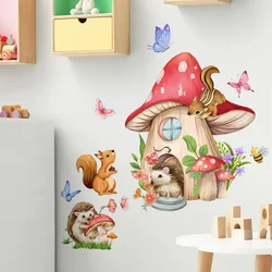 T52# Animal Mushroom Butterfly Wall Sticker Kids Room Background Home Decoration Mural Living Room Wallpaper Funny Decal