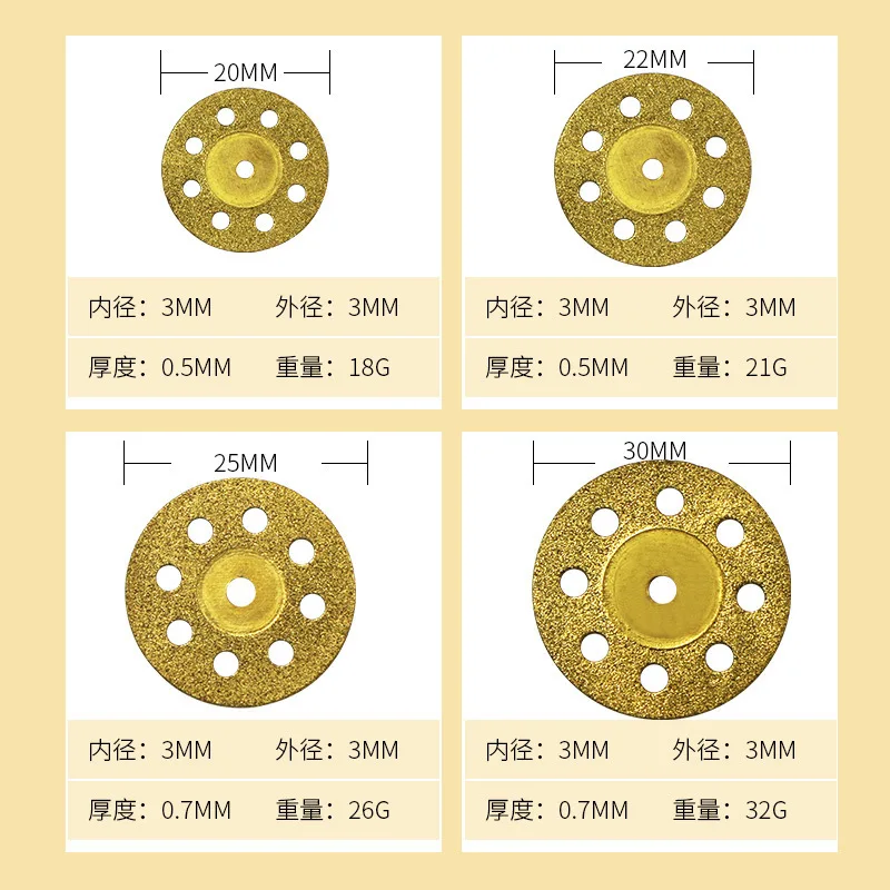Eight-hole diamond cutting grinding blade, gold model with eight-hole jade tooth grinding blade, small saw blade emery grinding