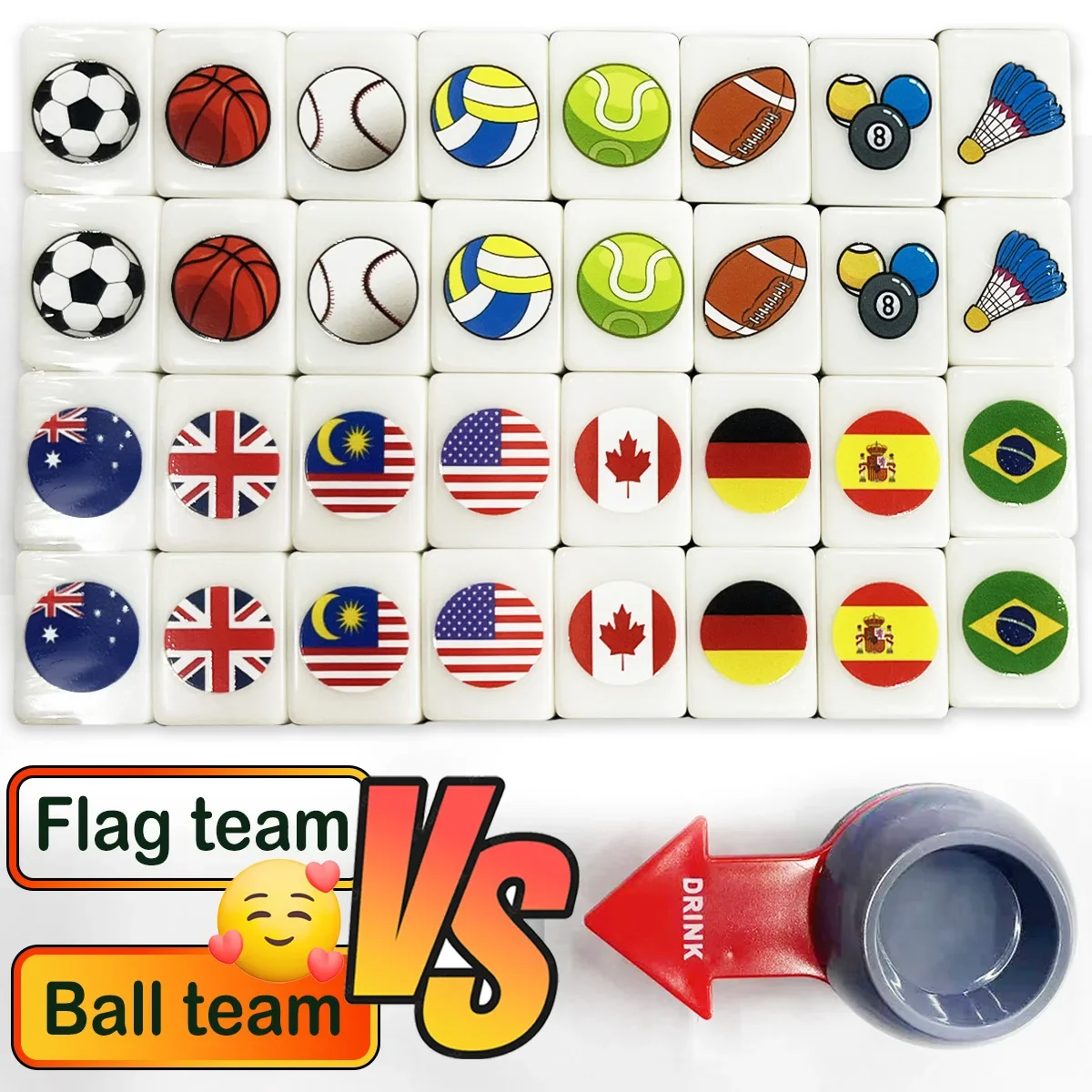 64+1 Blocks Seaside Escape Mahjong Game with Pattern of Flag Ball Animals Relax Time Single/Double Play Fascinating fun game