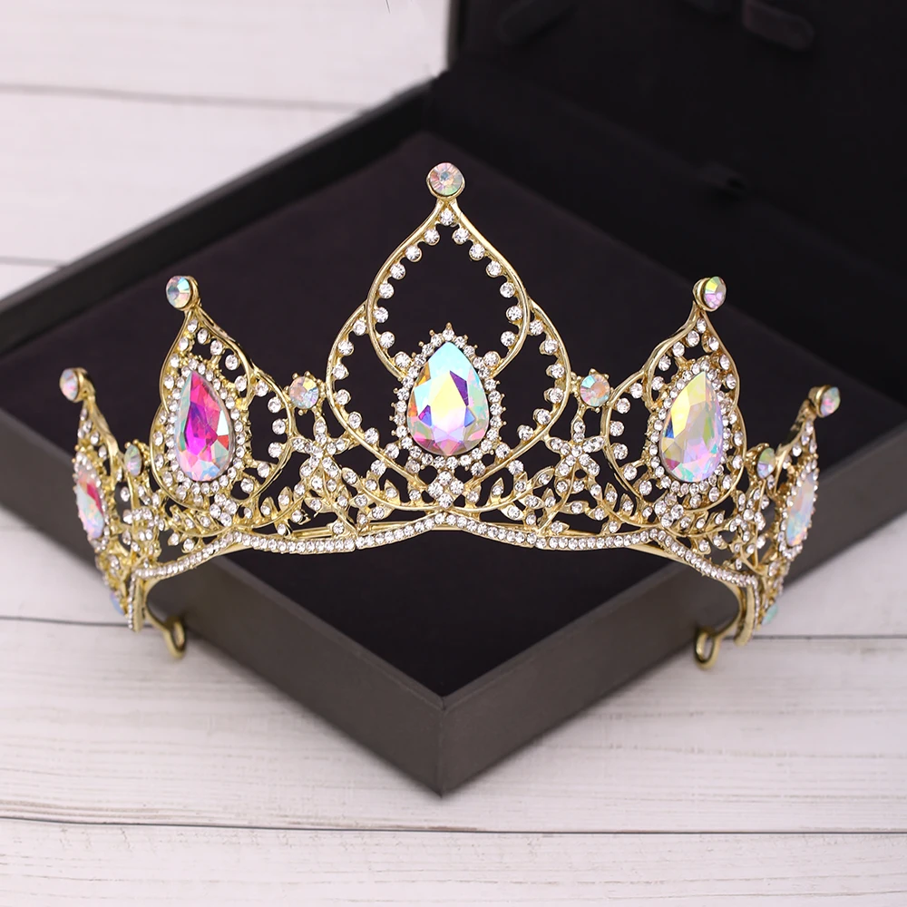 Bridal Crown Golden Wedding Hair Accessories Crystal Rhinestone Bride Wedding Tiaras and Crowns Headpiece Diadema Hair Ornament image 2