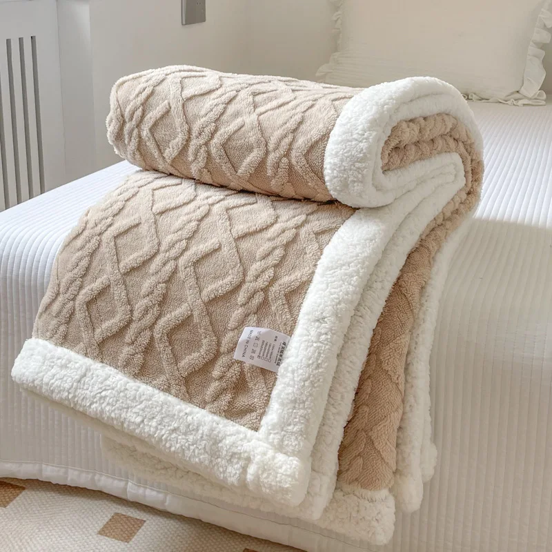 Double Layer Fleece Blanket Autumn Winter Thick Warm Office Nap Throw Blankets for Sofa Bed Single Double Soft Plush Comforter
