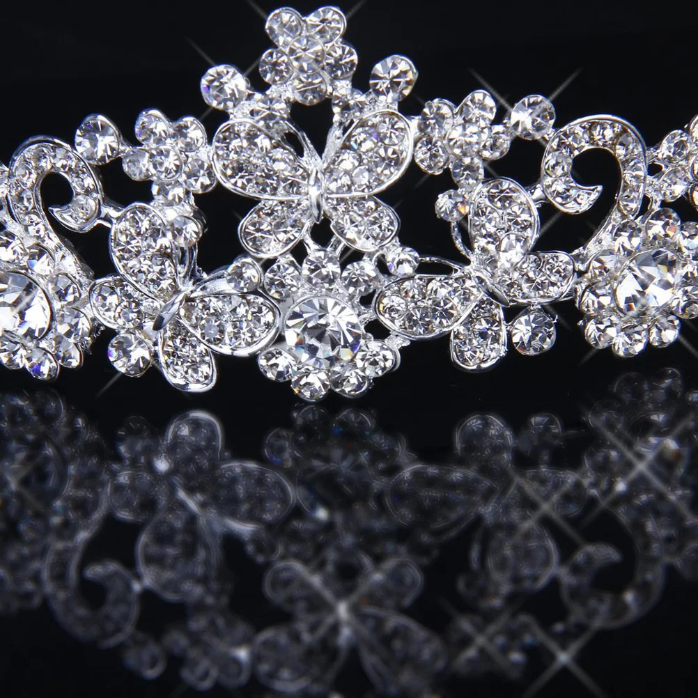 Prata cristal strass flor coroa bandana casamento baile de formatura festa tiara cristal strass bandana