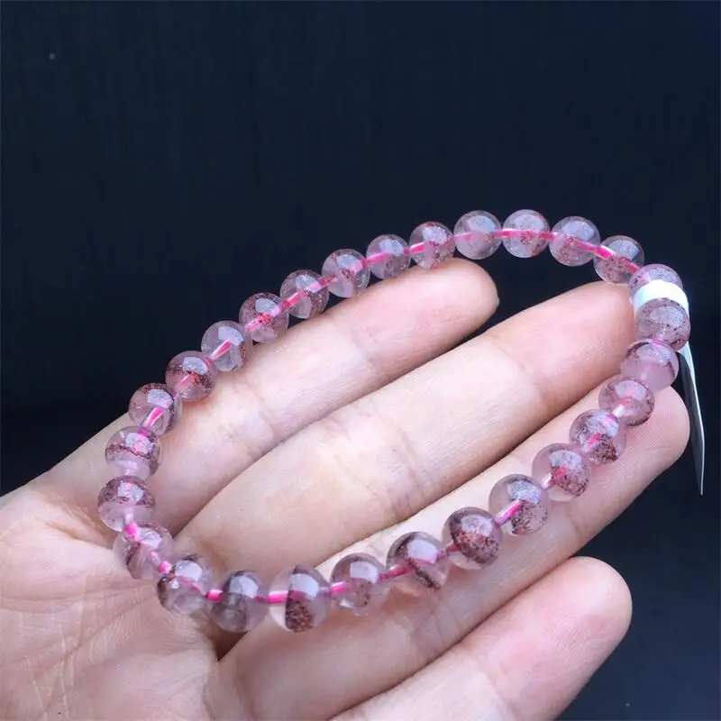 7MM Natural Golden Strawberry Quartz Bracelet Gemstone Bead Strings Fashion Beautifully Jewelry For Men And Women 1PCS