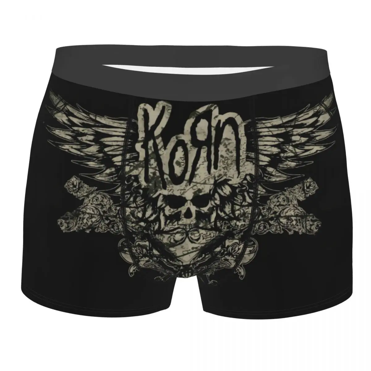 Custom Heavy Metal Music Kornse Skull Boxer Shorts For Men 3D Print Underwear Panties Briefs Stretch Underpants