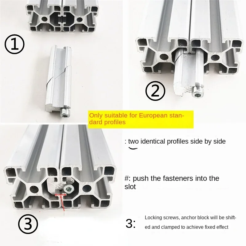 European Standard Aluminum Profile One-Line Connector Parallel Clamping Head 2020  3030 Docking Fixed Block Built-in Connector