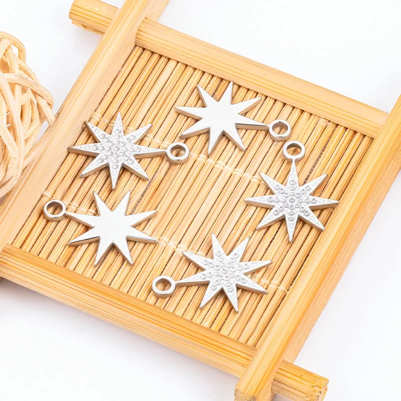 5pcs Fashion Stainless Steel Star Charms For DIY Necklace Bracelet Pendant Jewelry Making Accessories Materials Wholesale