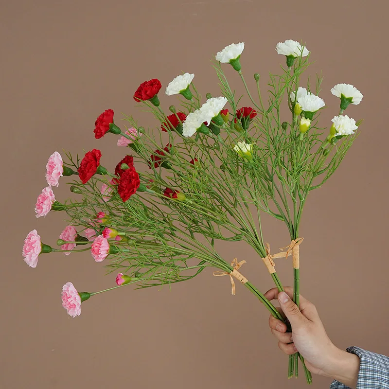 12 Stück Künstliche Nelken Seidenblumen Muttertagsgeschenk Blumenstrauß Heimdekoration Ornamente Party Hochzeit Tisch Blumenarrangement – Detail 2