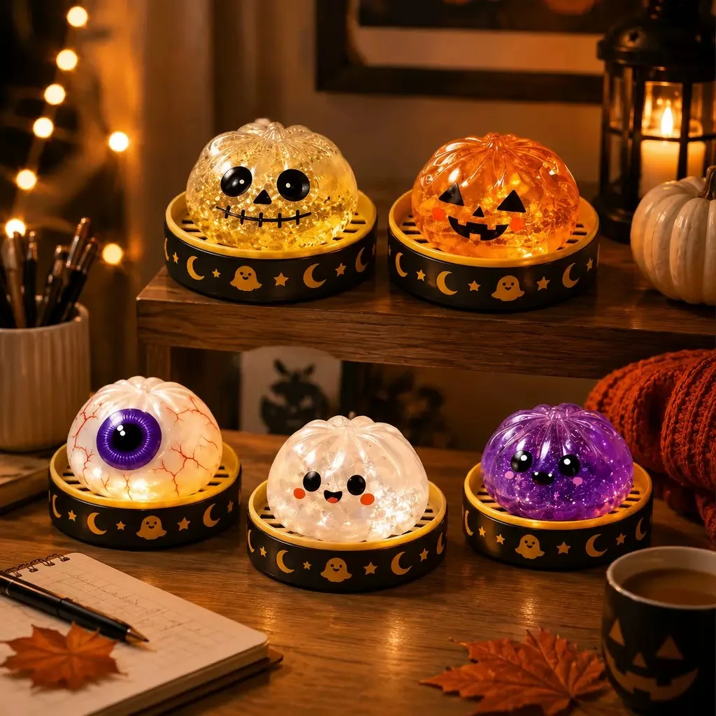 Halloween Mystery Blind Box Squishy Fidget Toy Glitter Squeeze Dumpling Stress Relief Pumpkin Ghost Eyeball SqueezeToysforadults