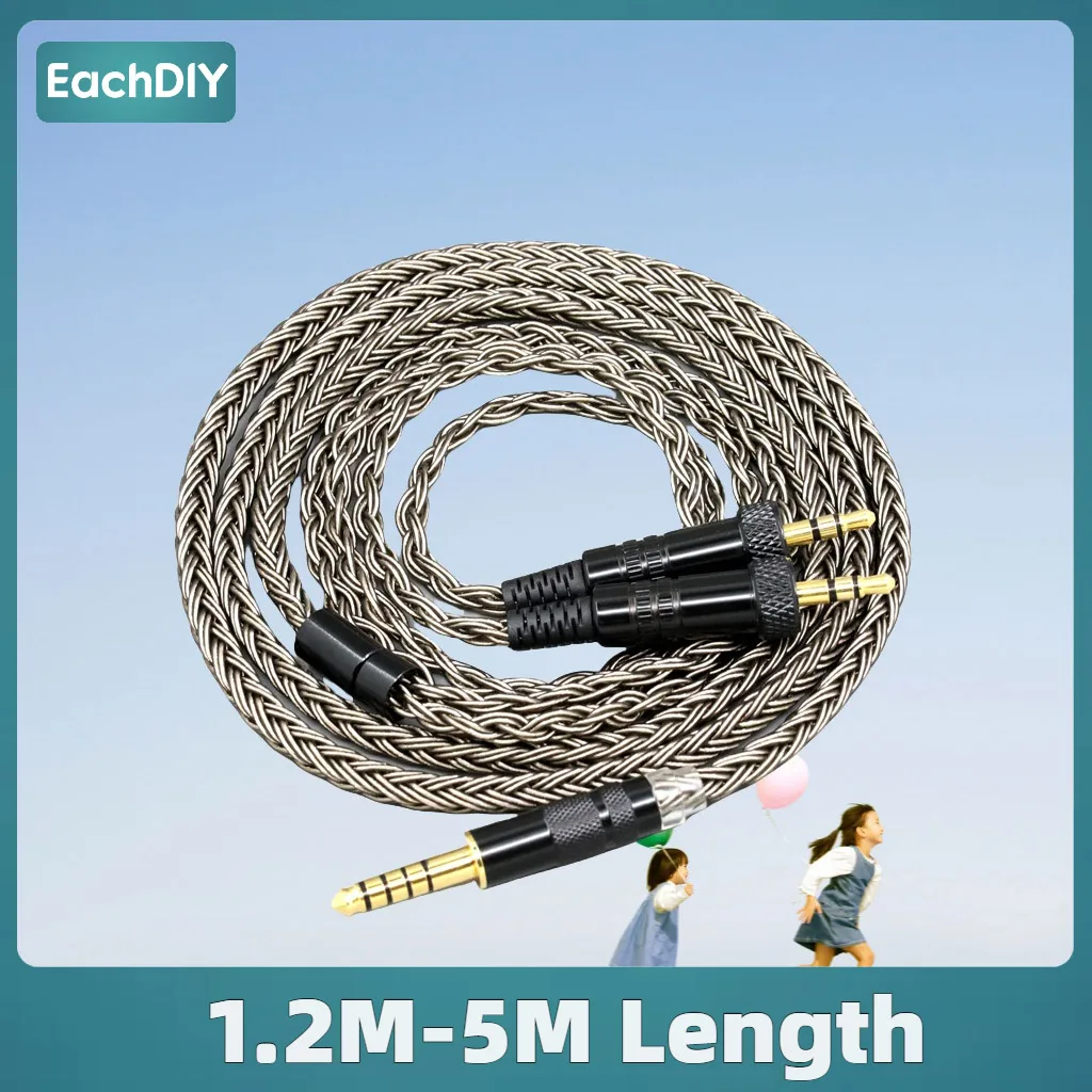 

16 Core Earphone Cable For Sony MDR-Z1R MDR-Z7 MDR-Z7M2 With Screw To Fix Headphone Grey Silver plated 8844