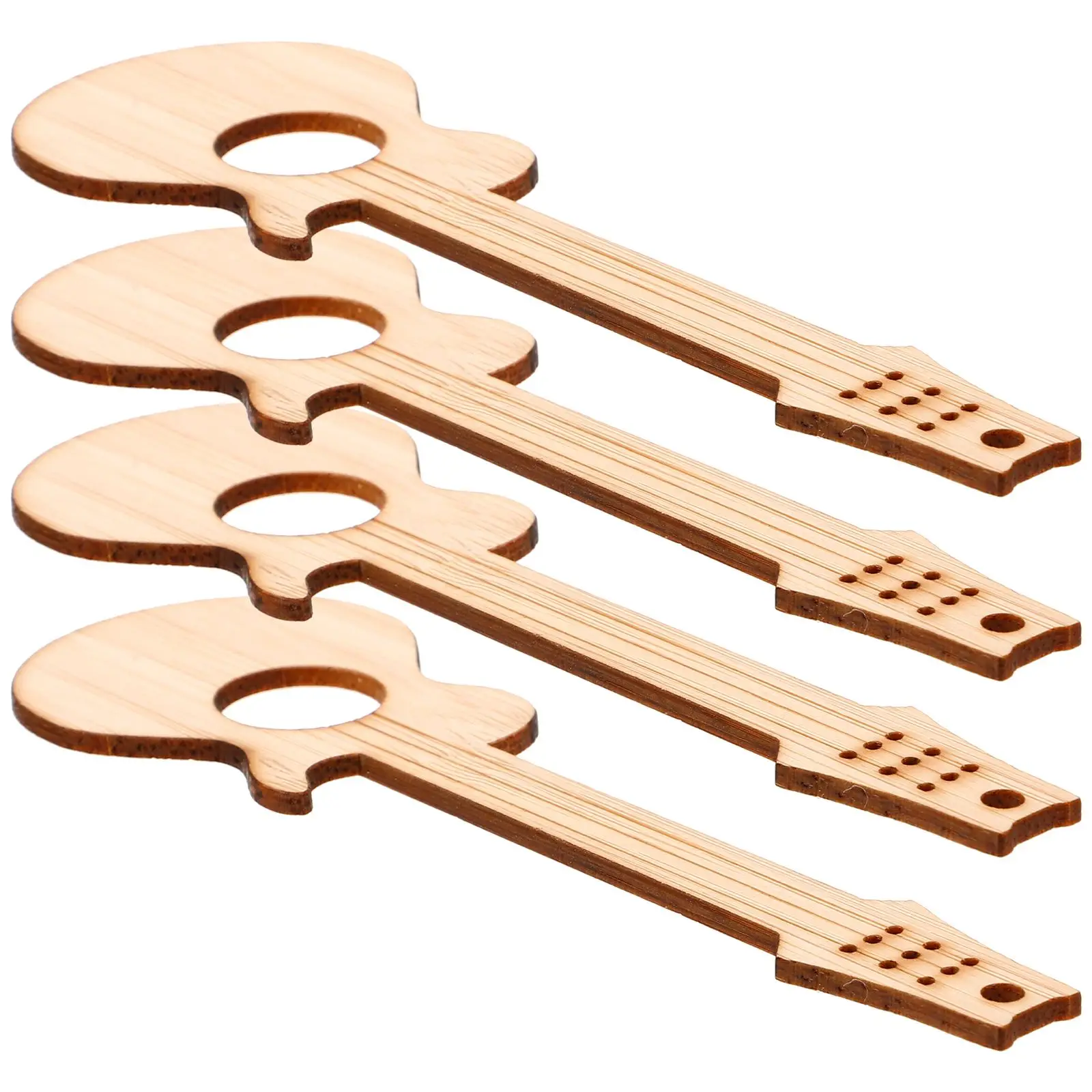 

4 Pcs Bamboo Slices Musical Instrument Shape Hollow Bookmarks for Kids Students Women Readers Unique Jewelry