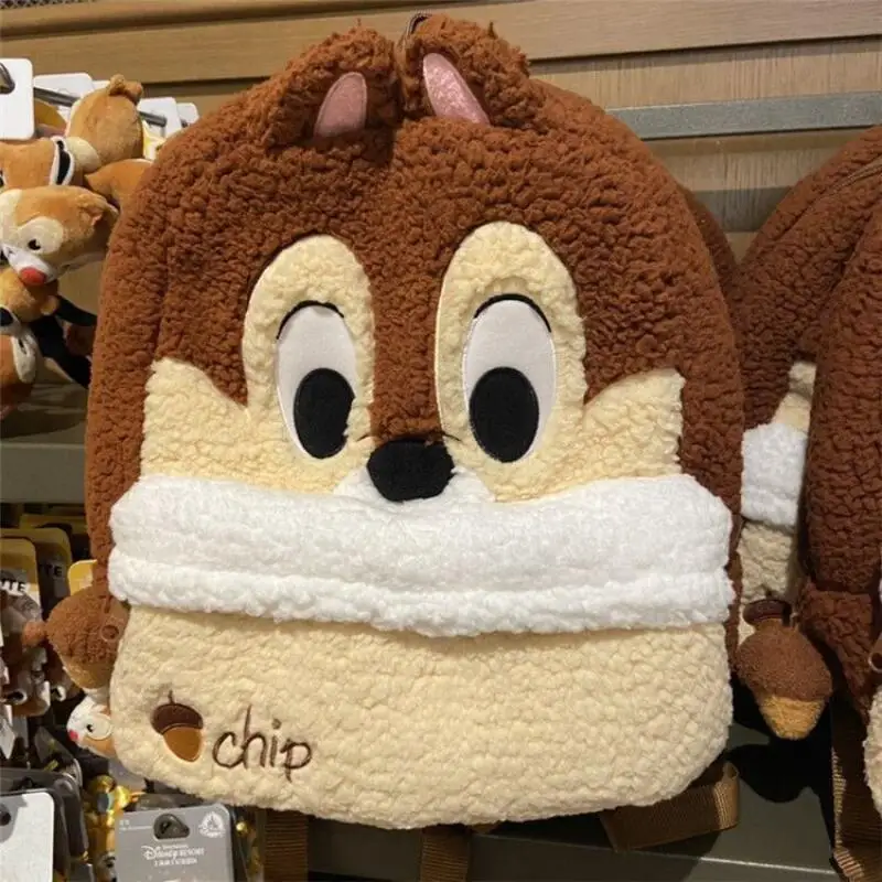 

Плюшевый рюкзак Disney Chip 'n' Dale, 40 см, двухслойный, на молнии, с большим объемом для хранения, для путешествий, осенне-зимний, студенческий, подарок на день рождения