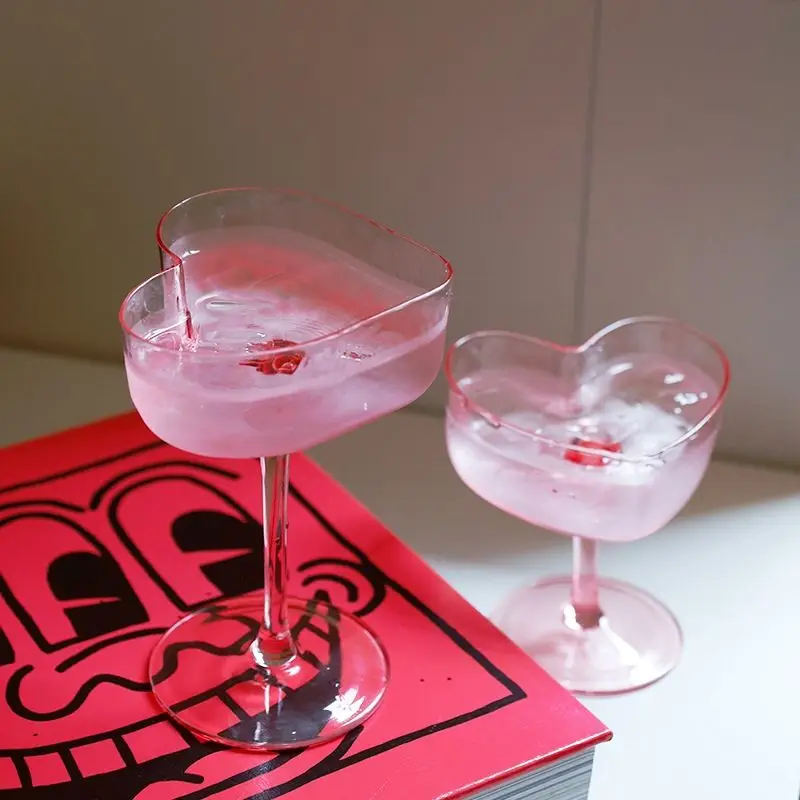 

Creative Love Pink Peach Heart Cup, Love Red Wine Glass, Cocktail Glasses, Ice Cream Cup, Couple Mug, Wedding Wine Glassware