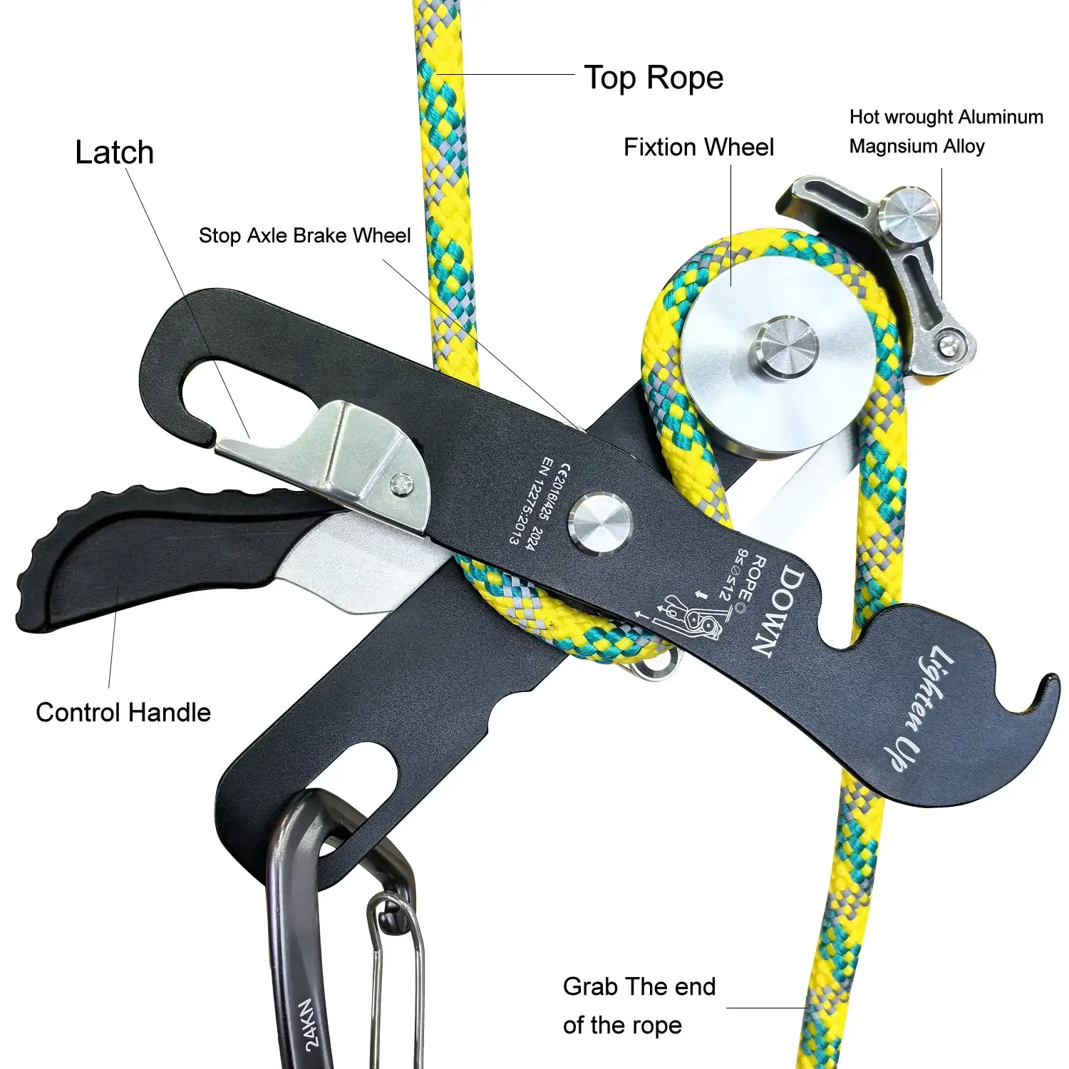 

Self Braking Climbing Carabiner Rope Clamp Grab Climbing Descender Self braking Stop Rope Clamp Grab Climb Accessorie