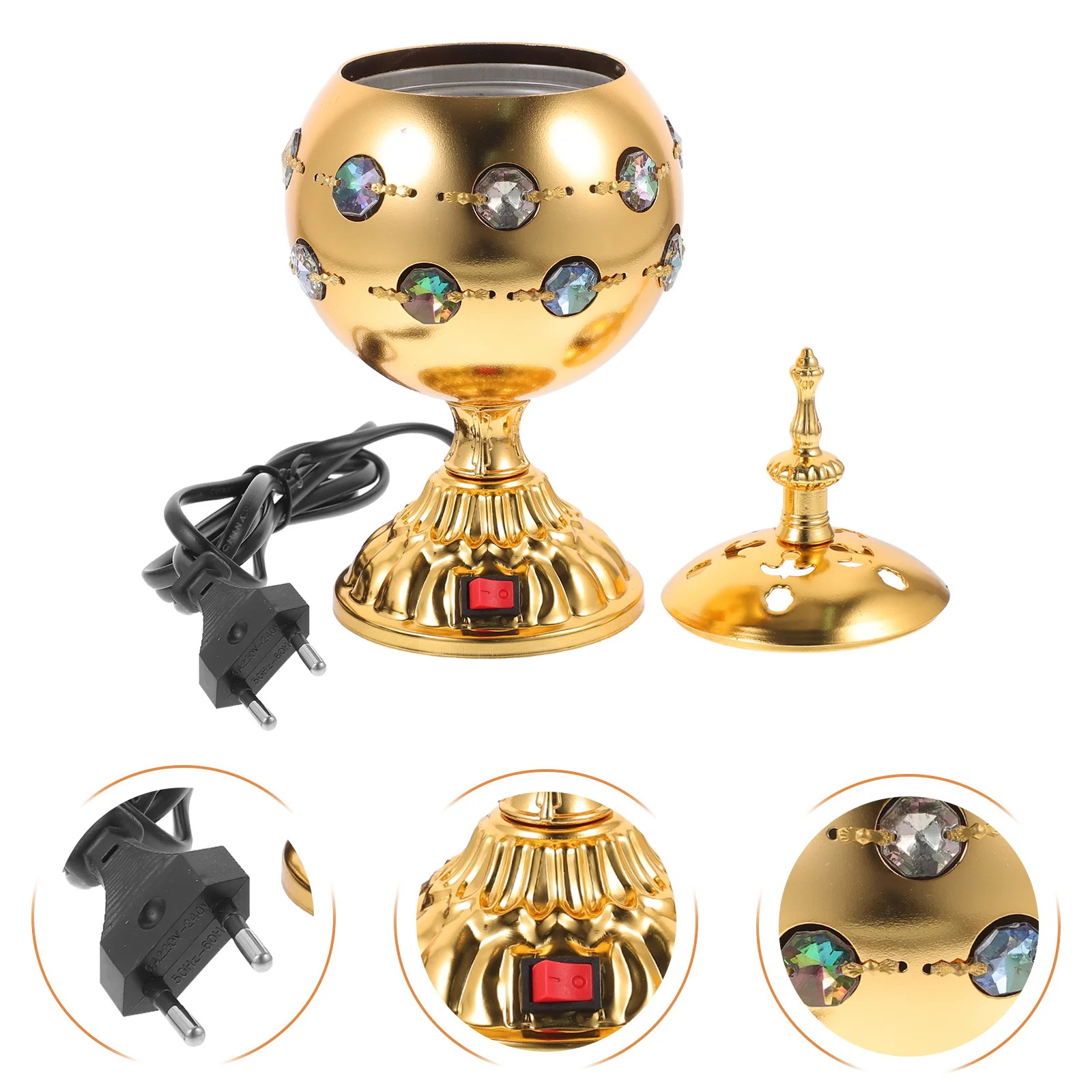 

Electric Censer Burner Metal Desktop Incense Stove with Vintage Style for Living Room Bedroom Meditation Space Decoration Retro