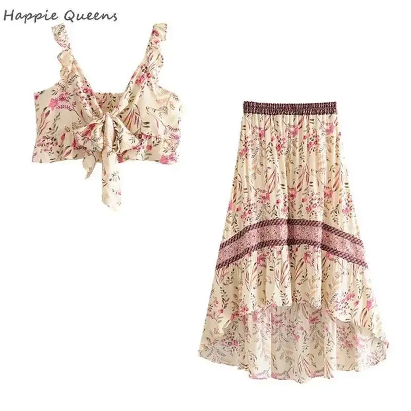 Happie Queens Donna Scava Fuori Abito Da Spiaggia Sexy Della Boemia Della Signora Manica Corta Alto-Basso Rayon Vacanza Estiva Boho Abiti Veste