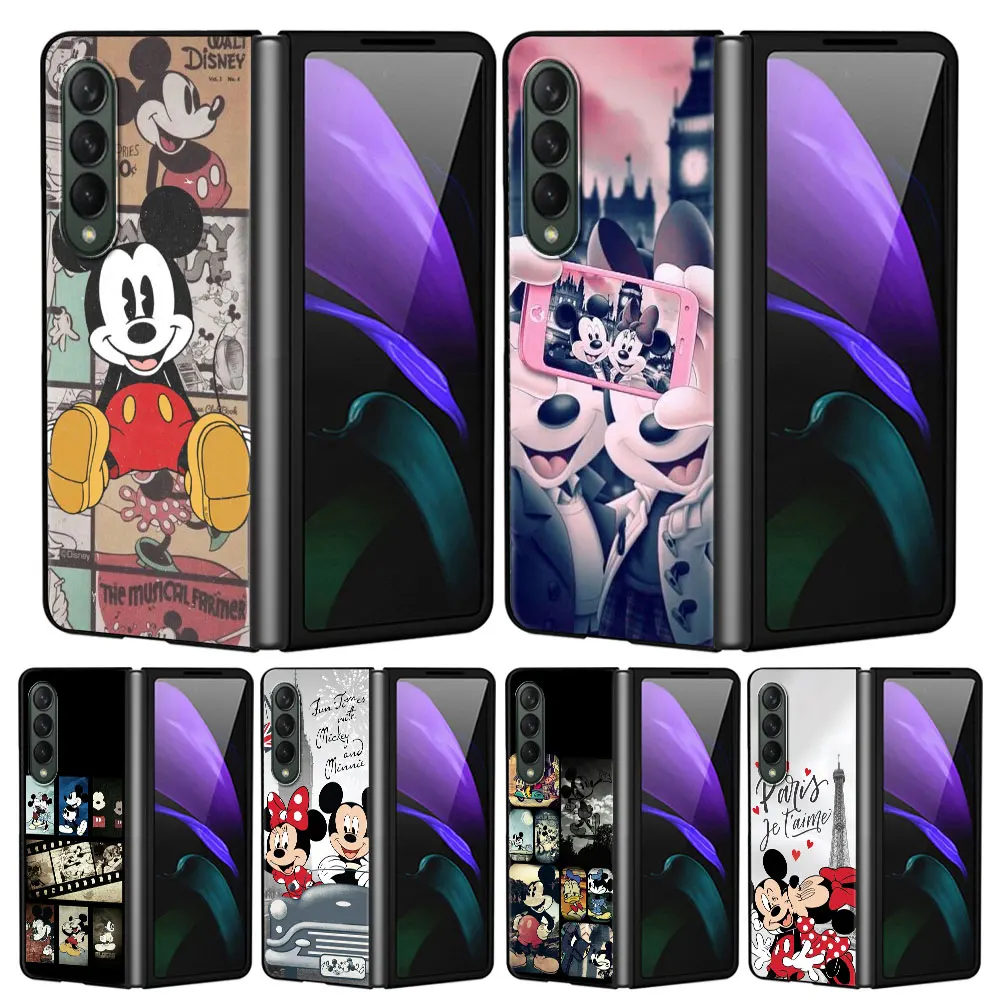 Disney Minnie Mouse Case for Samsung Galaxy Z Fold4 ZFold4 Z Fold3 Z Fold5 ZFold6 5G Hard PC Funda Capa Black Phone Cover