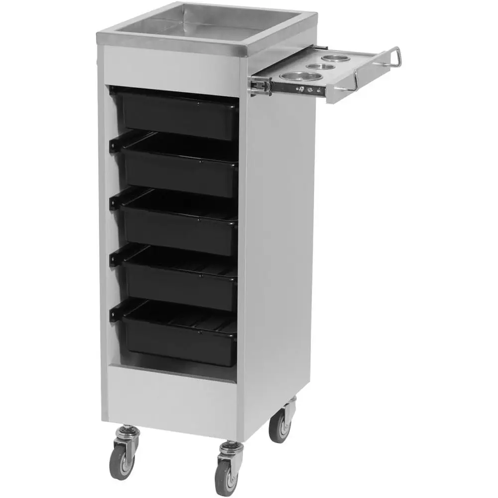 

Aluma Deluxe Stainless Steel Styling Trolley Cart with Slide-Out Appliance Holder, 5 Removable Drawers, Heavy-Duty Casters