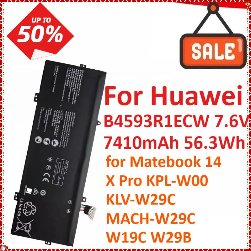 

B4593R1ECW 7.6V 7410mAh 56.3Wh Laptop Battery For Huawei Matebook 14 X Pro KPL-W00 KLV-W29C MACH-W29C W19C W29B