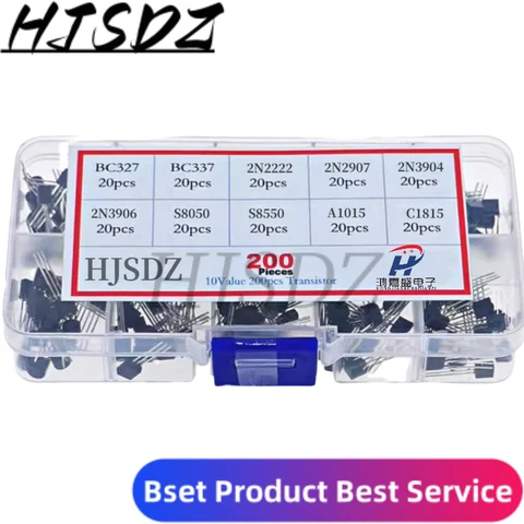 Transistor Kit BC327 BC337 2N2222 2N2907 2N3904 2N3906 S8050 S8550 A1015 C1815 PNP/NPN 10 Values TO-92 Transistors Set