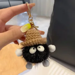 New Cute Mink Fur lanyard Briquettes Keychain Car KeyRing Pendant Plush doll School Bag Pendant Gift kawaii backpack keychains